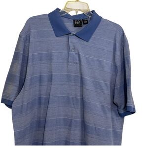 Jos A Bank Men’s Polo Shirt Blue Striped Short Sleeve Business Casual Golf Shirt